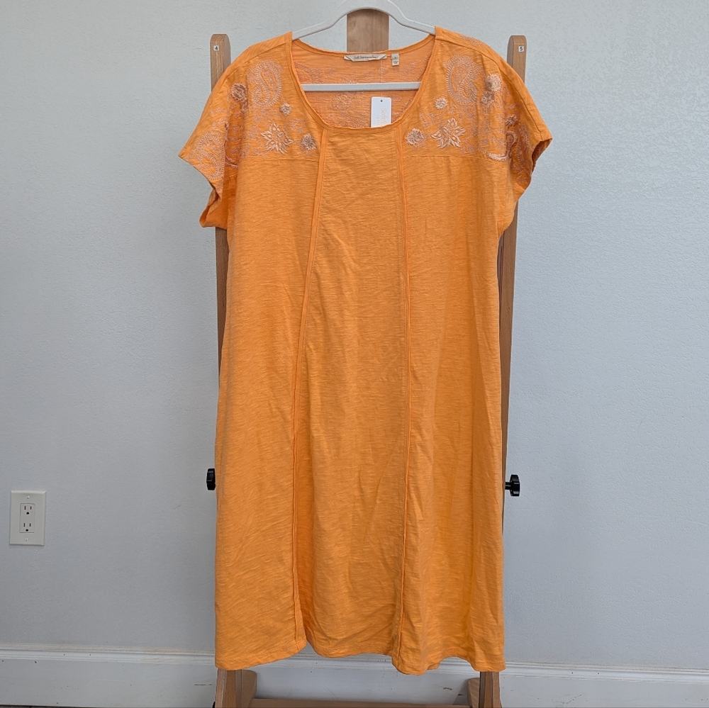 NWT Soft Surroundings Orange Embroidered Midi Dress